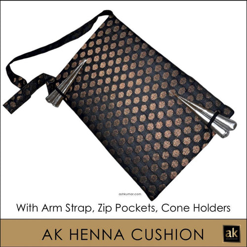 AK HENNA ARTIST CUSHION - BLACK & GOLD PLUS 2 HENNA CONES FREE