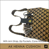 AK HENNA ARTIST CUSHION - BLACK & GOLD PLUS 2 HENNA CONES FREE