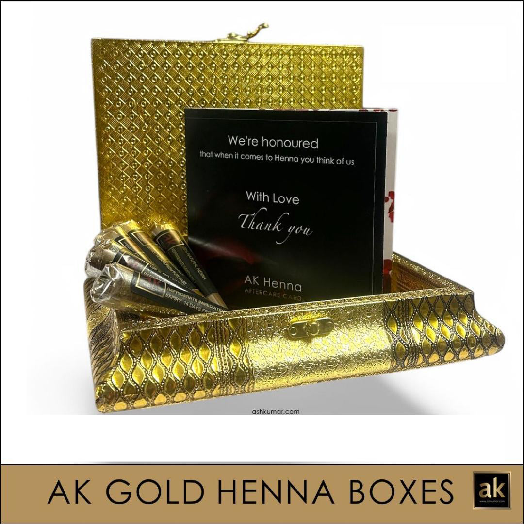 ELEGANT AK GOLD HENNA BOX PLUS 2 HENNA CONES FREE