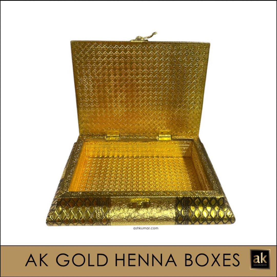 ELEGANT AK GOLD HENNA BOX PLUS 2 HENNA CONES FREE